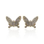 Brinco Borboleta Cravejada Banho de Ouro 18K