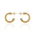 Brinco Meia Argola Malha Banho de Ouro 18K
