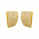Brinco Meia Argola Retangular Cravejada Banho de Ouro 18K