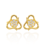 Brinco Tulipa com Zircônias Incolor Banho de Ouro 18K