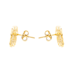 Brinco Trevo Cravejado com Zircônias Incolor Banho de Ouro 18K