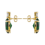 Brinco Oval Zircônia Verde Com Ponto de Luz Incolor Banho de Ouro 18K