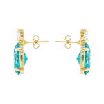 Brinco Oval Zircônia Verde Turmalina Com Ponto de Luz Incolor Banho de Ouro 18K