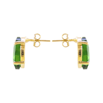 Brinco Oval Zircônia Verde Banho de Ouro 18K