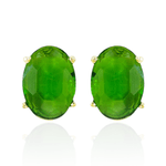 Brinco Oval Zircônia Verde Banho de Ouro 18K
