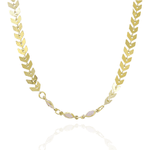 Colar Folhas Gregas com Zircônias Rosa Banhado a Ouro 18K