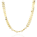 Colar Folhas Gregas com Zircônias Champagne Banhado a Ouro 18K