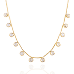 Colar Com Zircônias Penduradas Banho de Ouro 18K