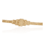 Pulseira Riviera Geométrica 3 Fileiras Banho de Ouro 18K