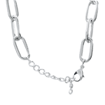 Colar Elo Cartier Oval Metal Prateado 