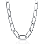 Colar Elo Cartier Oval Metal Prateado 