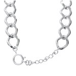 Colar Elo Groumet Grande Metal Prateado 