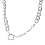 Colar Elo Groumet Pequeno Metal Prateado 