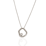 Colar Corrente Veneziana Com Pingente Orgânico e Ponto De Luz Semijoia Banho De Ródio