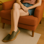 Tênis Slip On Couro Plume Oliva 1000