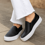 Tênis Slip On Couro Premium Fly Preto 1200