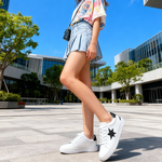 Tênis Casual Star Couro Premium Paris Branco Luxor Preto 2018 E