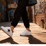 Tênis Casual Star Couro Premium Paris Branco Luxor Preto 2018 E