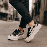 Tênis Casual Animal Print Couro Premium Pelo Zebra 2018