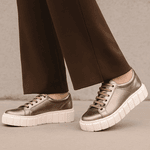 Tênis Casual Couro Premium Fly Branco /Craquele Prata 2021
