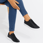 Tênis Slip On Couro Premium Paris Preto 1002