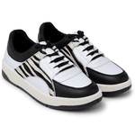 Tênis Casual Couro Premium Branco Preto Pelo Onça/ Zebra 2001