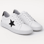 Tênis Casual Star Couro Premium Paris Branco Luxor Preto 2018 E