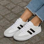 Tênis Casual Couro Premium Paris Branco Verde 2042