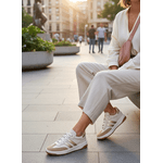 Tênis Casual Couro Premium Paris Off White Nude