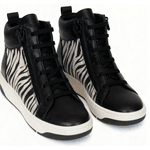 Tênis Botinha Couro Premium Animal Print Preto Pelo Zebra 2055