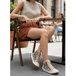 Tênis Botinha em Couro Premium Animal Print Graxo Nude Pelo Zebra Natural 2055 