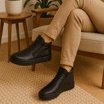 Bota Cano Baixo Premium Couro Confort Preto 2096