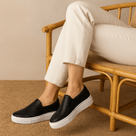 Tênis Slip On Couro Premium Fly Preto 1200