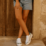 Tênis Casual Couro Premium Paris Branco Detalhes 7701