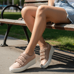 Tenis Slip On Couro Legítimo Luxo Strass Camomila 2900