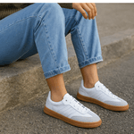 Tênis Casual Couro Premium Paris Off White Caramelo 2042
