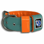 COLEIRA PERSONALIZADA 5cm tiffany/laranja com nome em laranja fluorescente