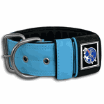 COLEIRA PERSONALIZADA 5cm azul bebê/preto com nome em preto