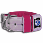 COLEIRA PERSONALIZADA 5cm lilás/pink com nome em pink