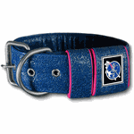 COLEIRA PERSONALIZADA 5cm glitter azul marinho com nome em rosa pink 