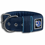 COLEIRA PERSONALIZADA 5cm azul marinho com nome em azul bebê