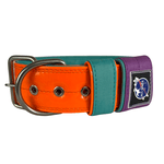 COLEIRA PERSONALIZADA 5cm laranja/tiffany com nome em roxo