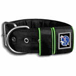 COLEIRA PERSONALIZADA 5cm preta com nome em verde fluorescente