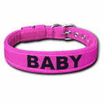COLEIRA BABY PERSONALIZADA 3cm rosa com nome em preto