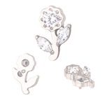  Labret Flor com Pedras Clear Formato Marquise Polidas