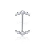 Piercing de mamilo com 5 pedras em zircônia natural.