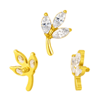 Labret - 03 Folhas Zircônia Lapidadas