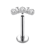Labret três pedras Zircônias Redondas E duas Pedras em corte Marquise 
