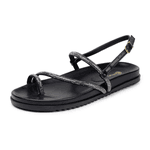 Papete Flat Strass London Preta