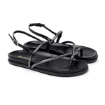 Papete Flat Strass London Preta